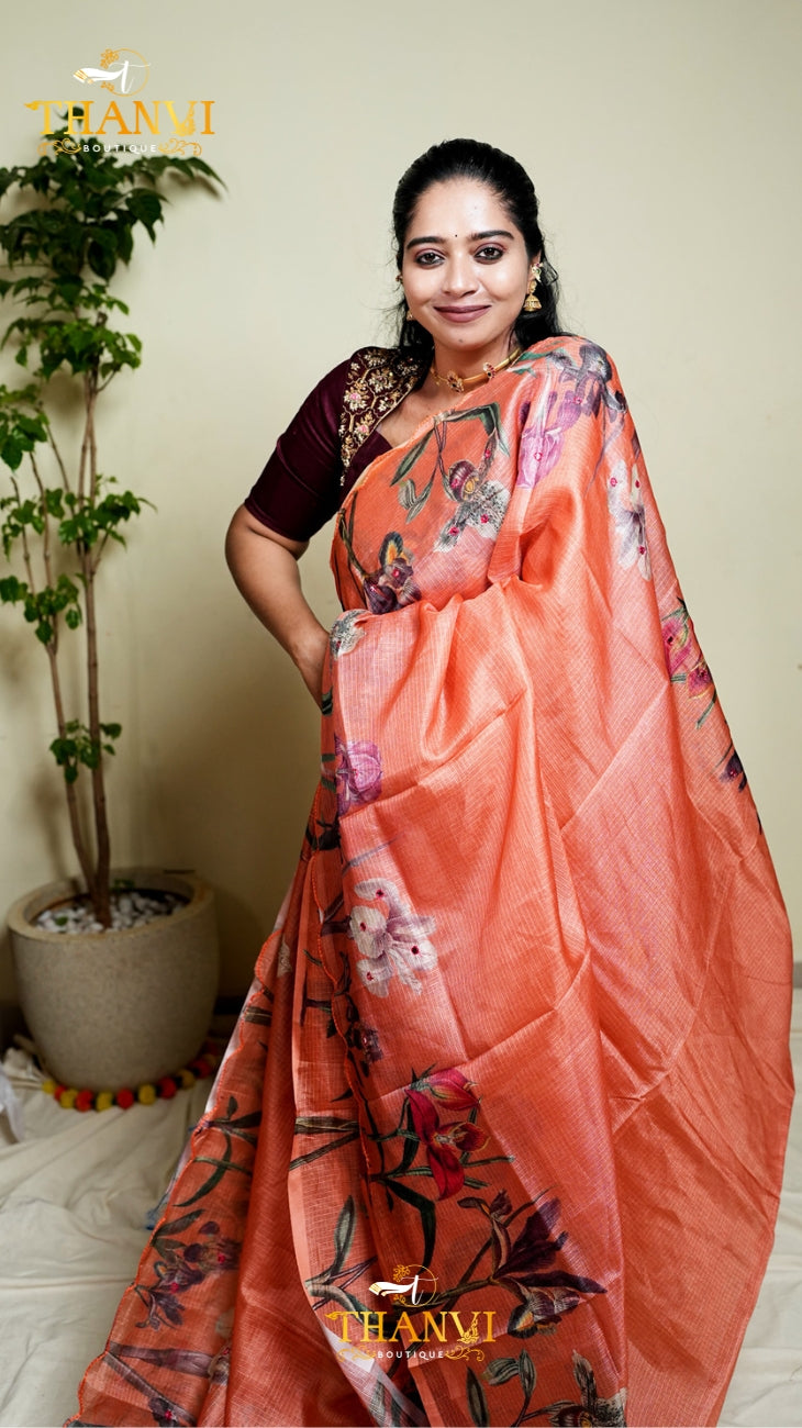 Linen Mirror Saree