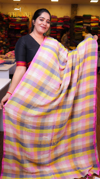 Kanchi Checks Linen Saree