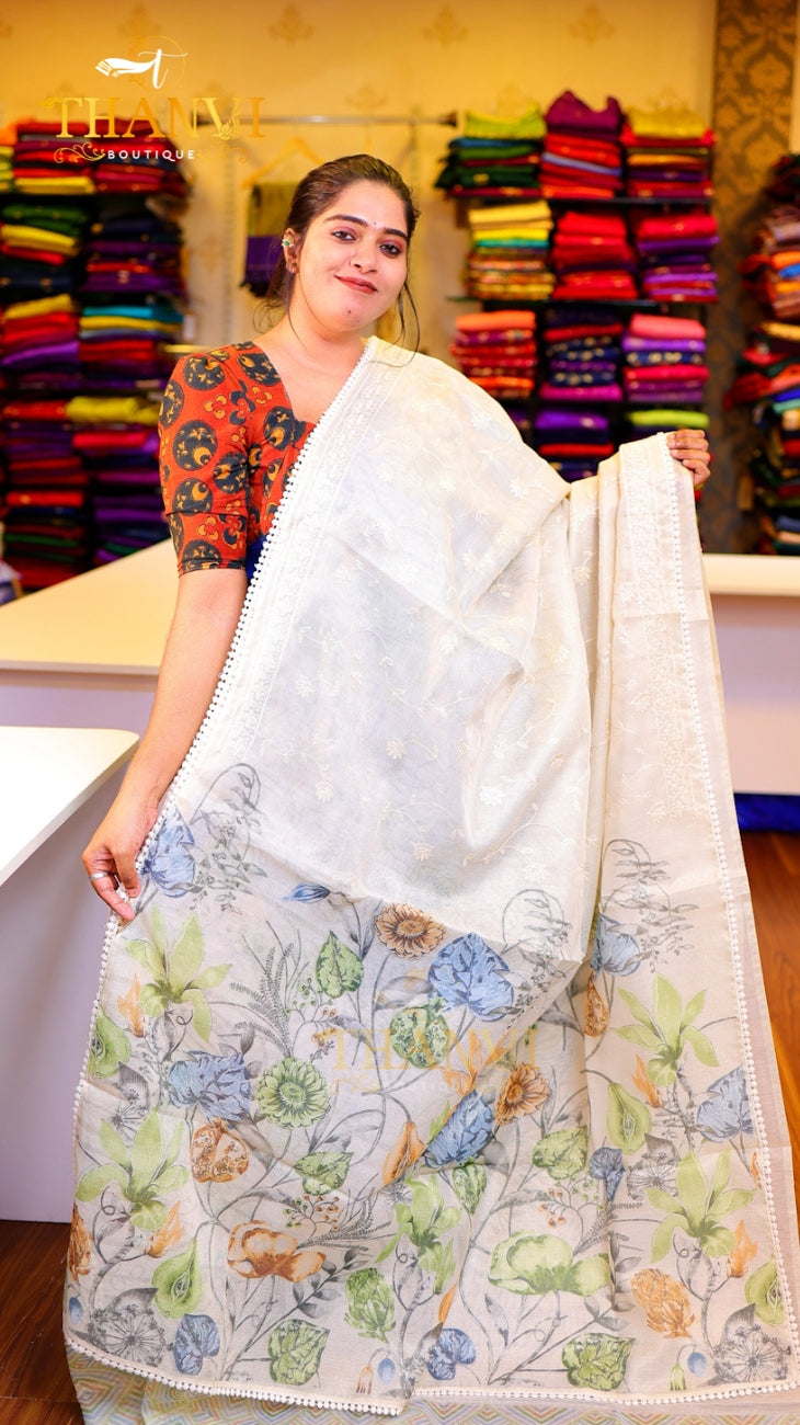 Embroidery Organza saree