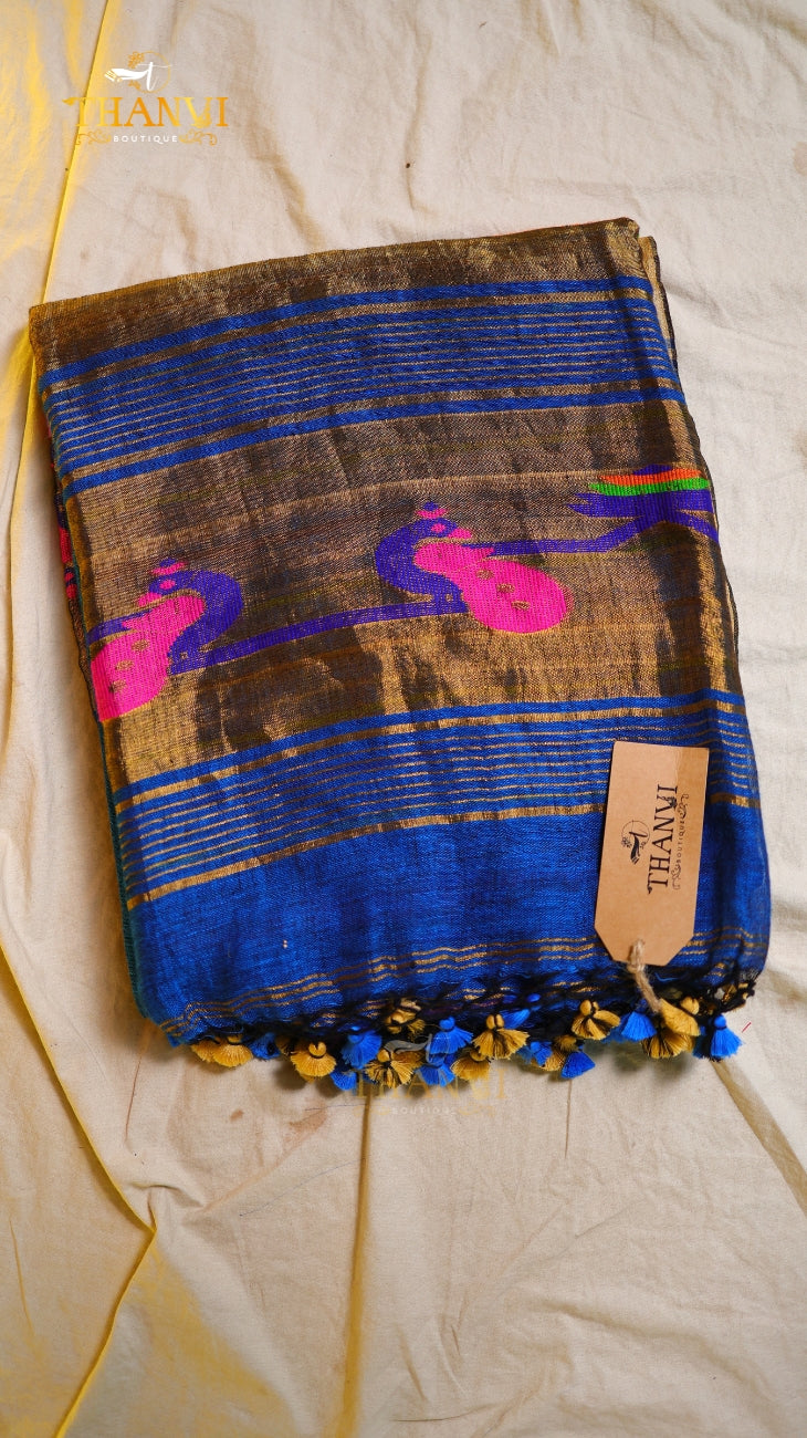 Metallic Pallu Jamdani Linen