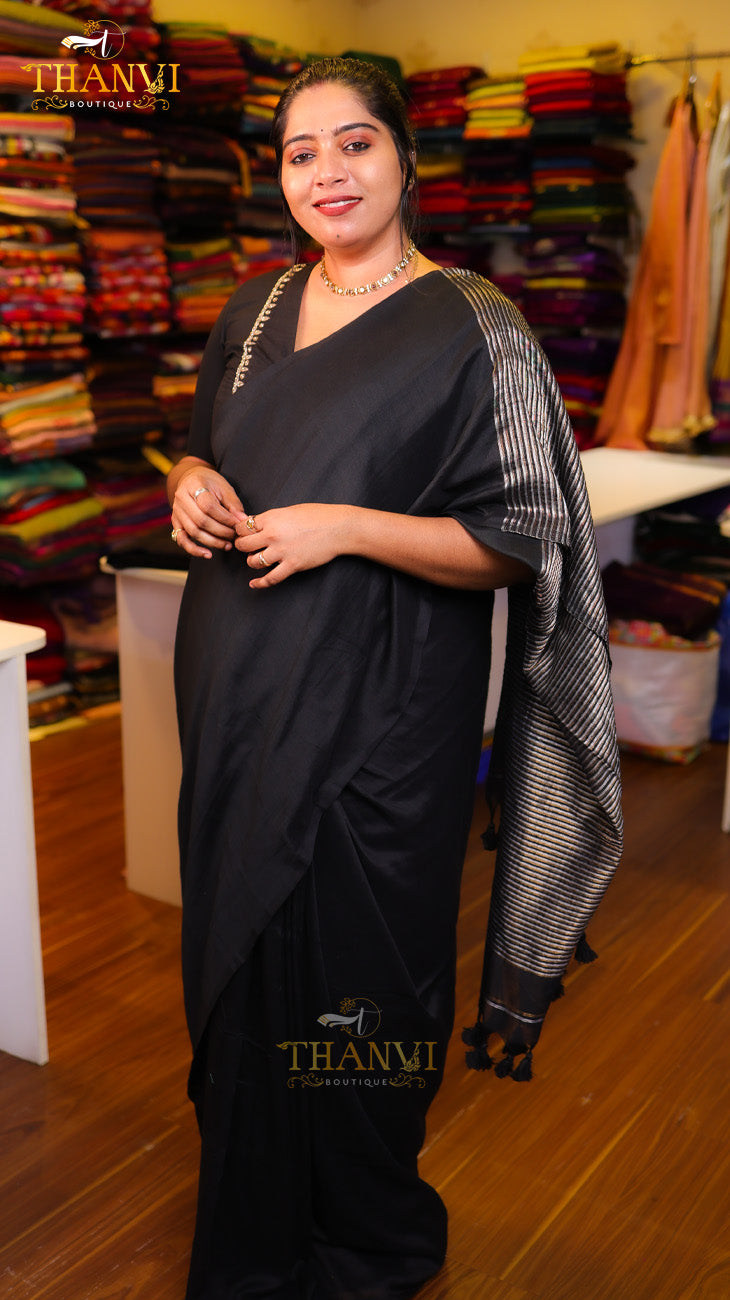 Metallic Pallu Mulberry Saree
