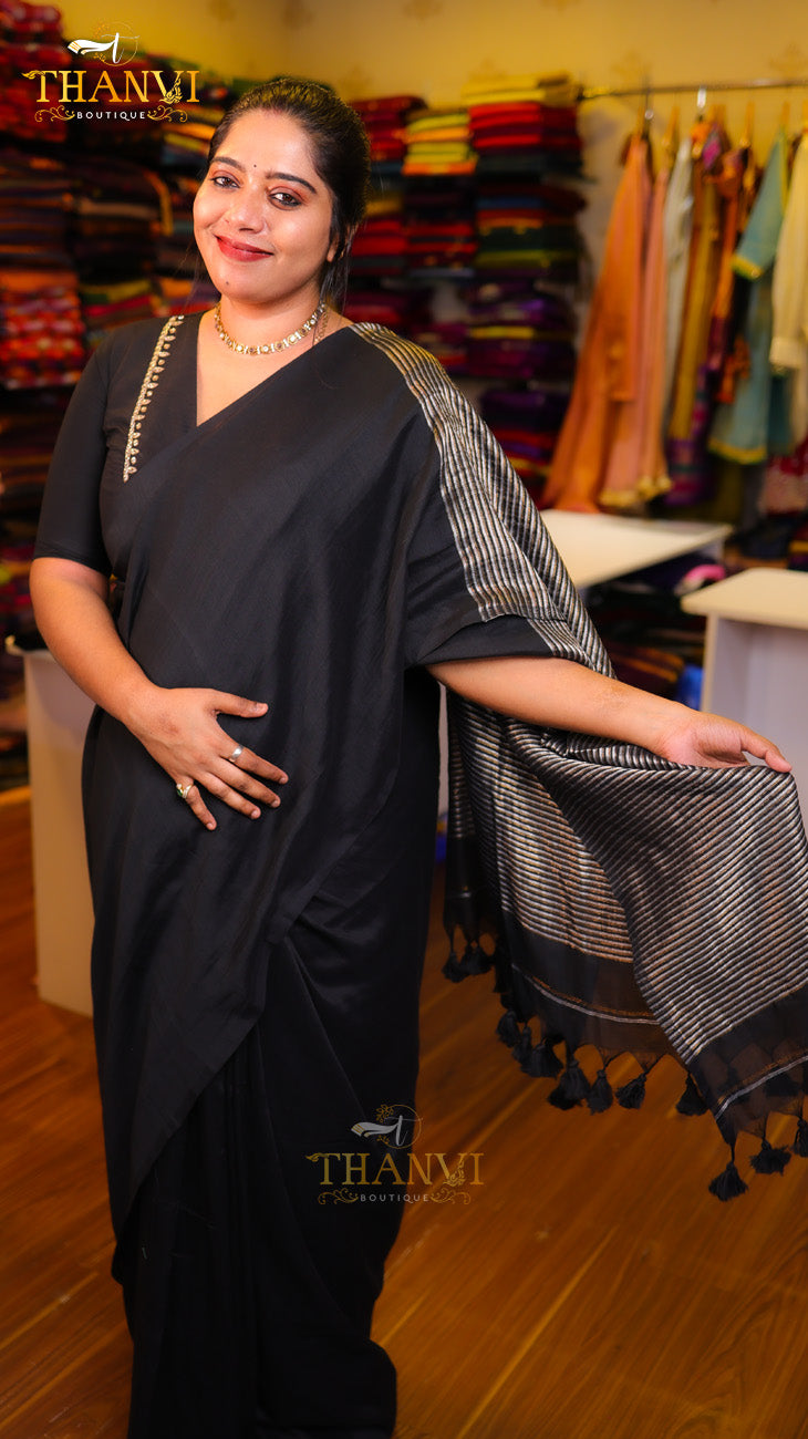 Metallic Pallu Mulberry Saree