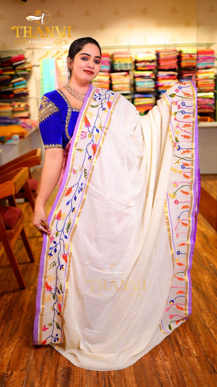 Modal Embroidery Saree