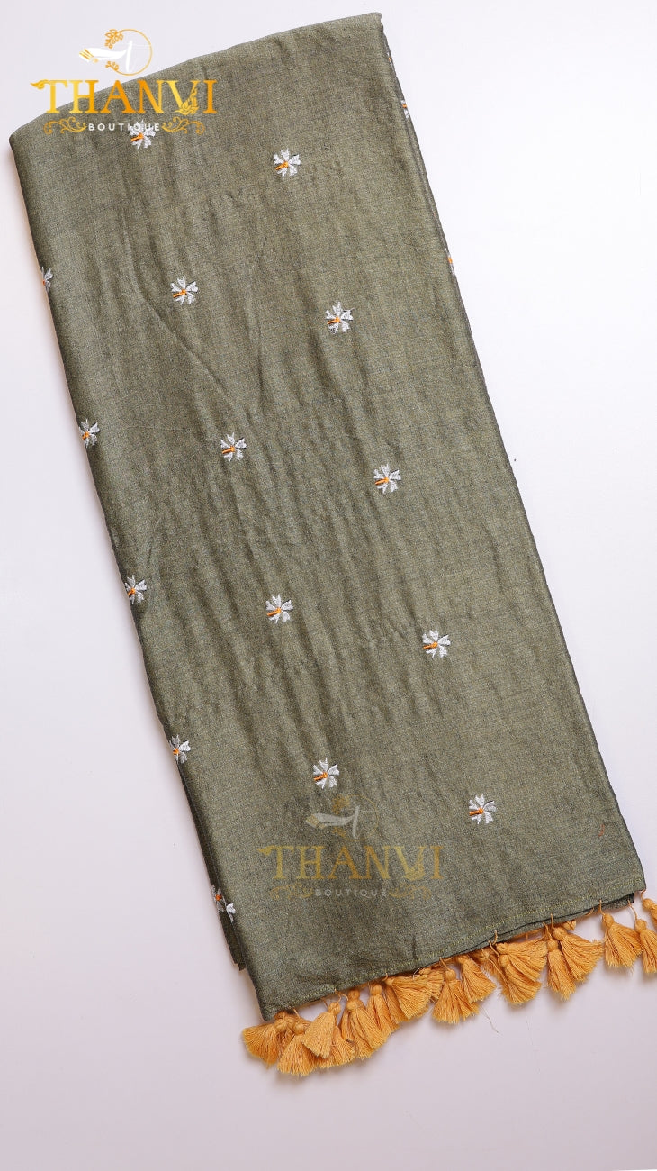 Mulberry Embriodery Saree
