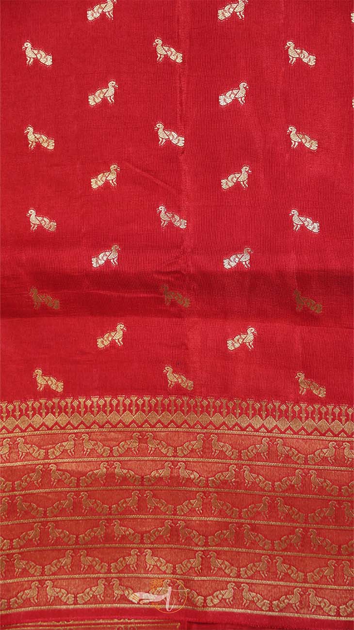 Red fabric with gold horse patterns