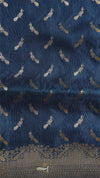 Navy fabric with gold peacock pattern