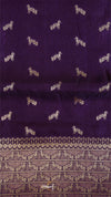 Purple fabric with white dog pattern and brown border