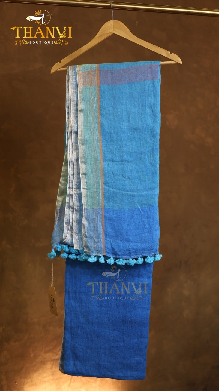 Pallu Stripes Linen Saree
