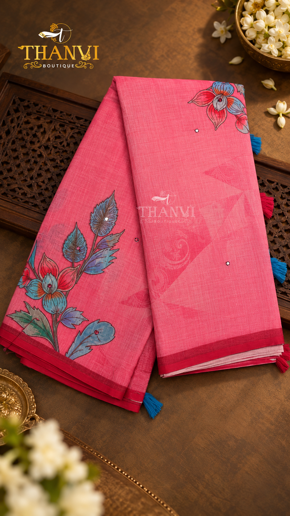 Linen Mirror Saree