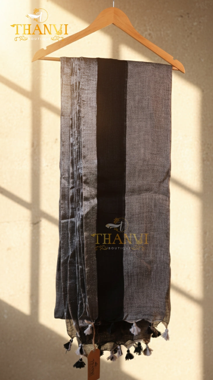Plain High Count Linen Saree