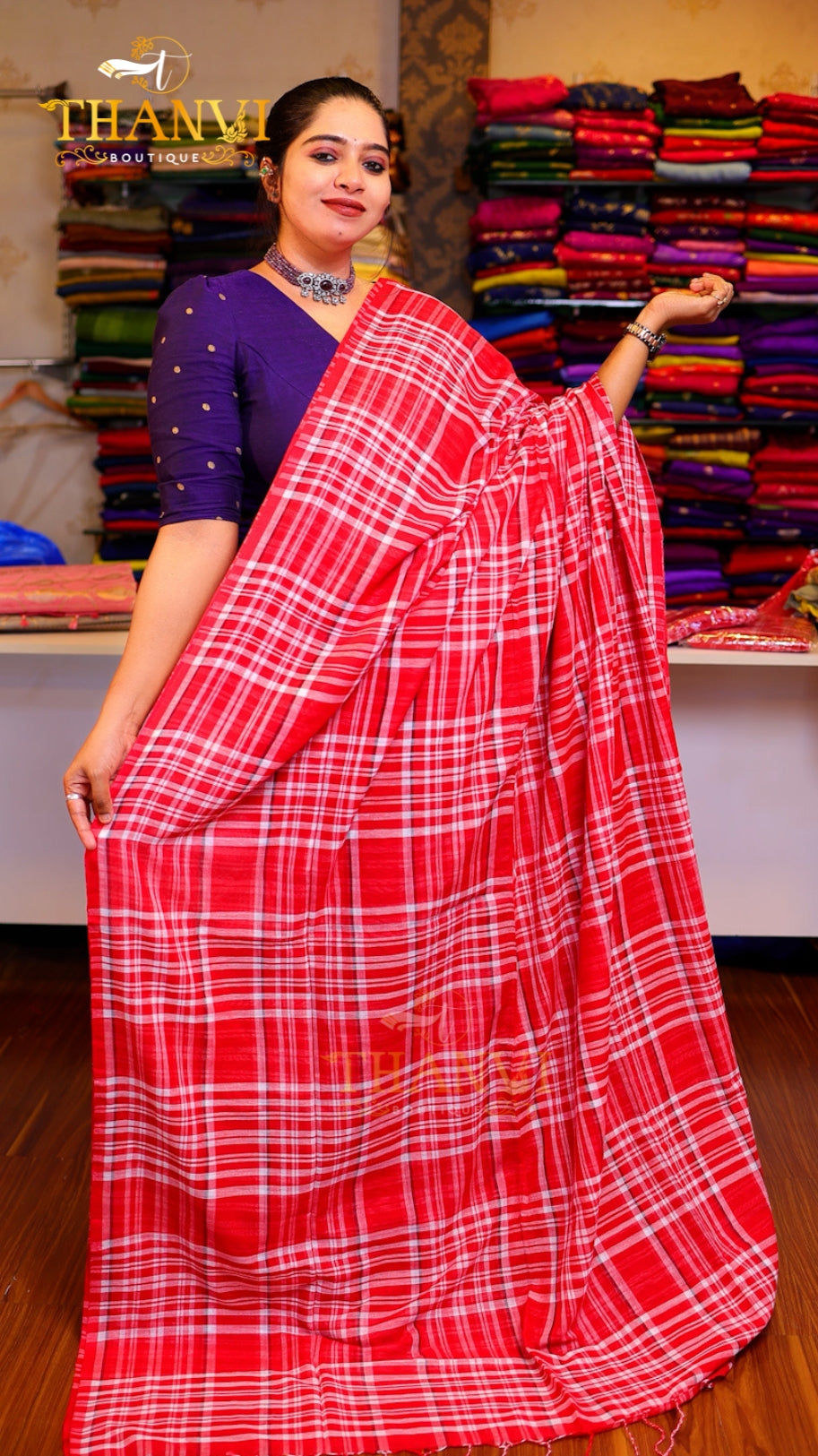 Popstick Checks Saree