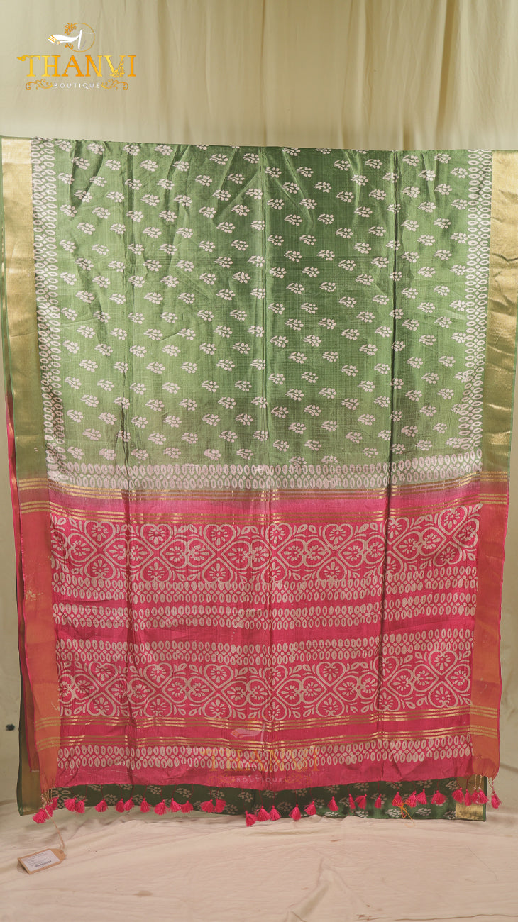 Pure Banana Peth Hand Block Silk Saree