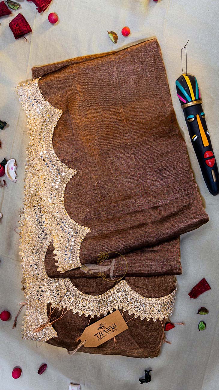Raga Pearl Big Border Tissue Saree