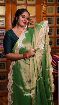 Raga Pearl Big Border Tissue Saree