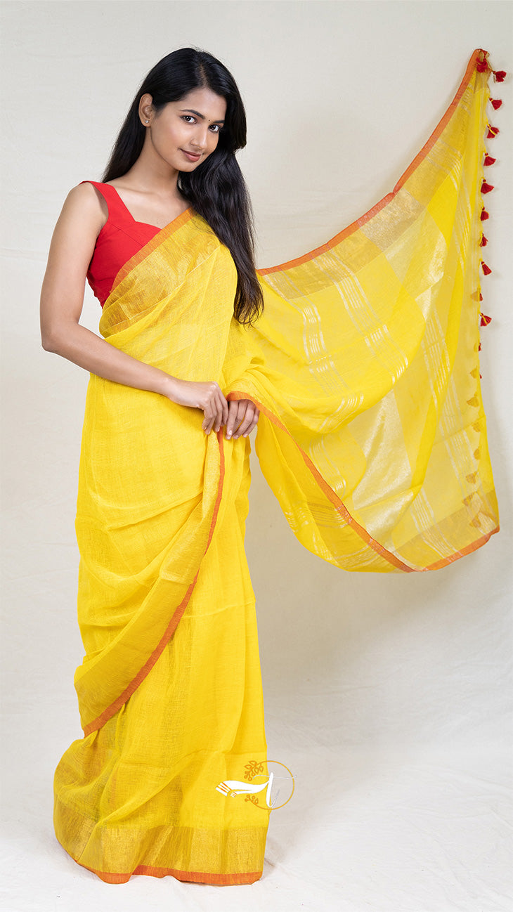 Plain Linen Saree