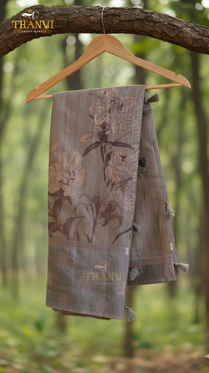 Tussar Khantha Print Saree