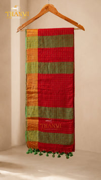 Popstick Check Zari Saree