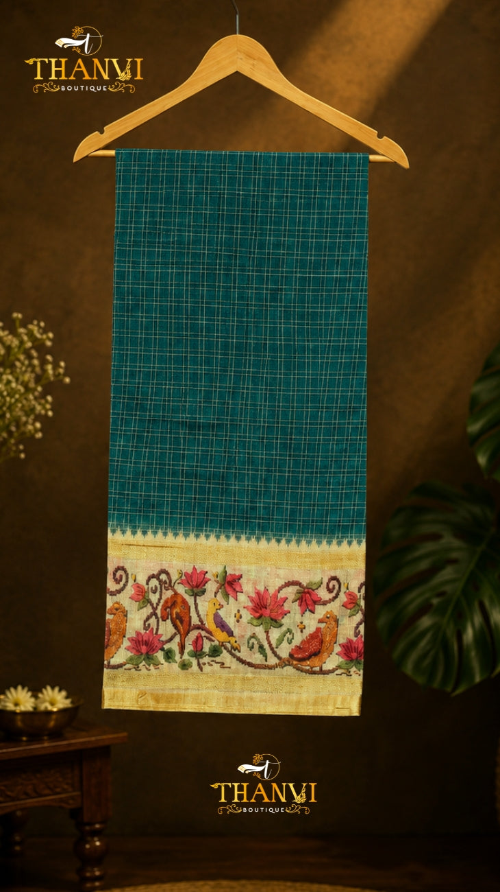 Checks Linen Saree