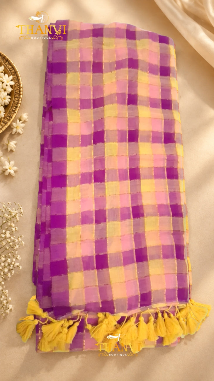 Multi Checks Saree