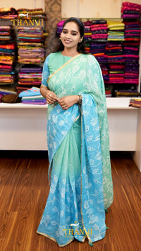 Kota Cotton Mirror Work Saree