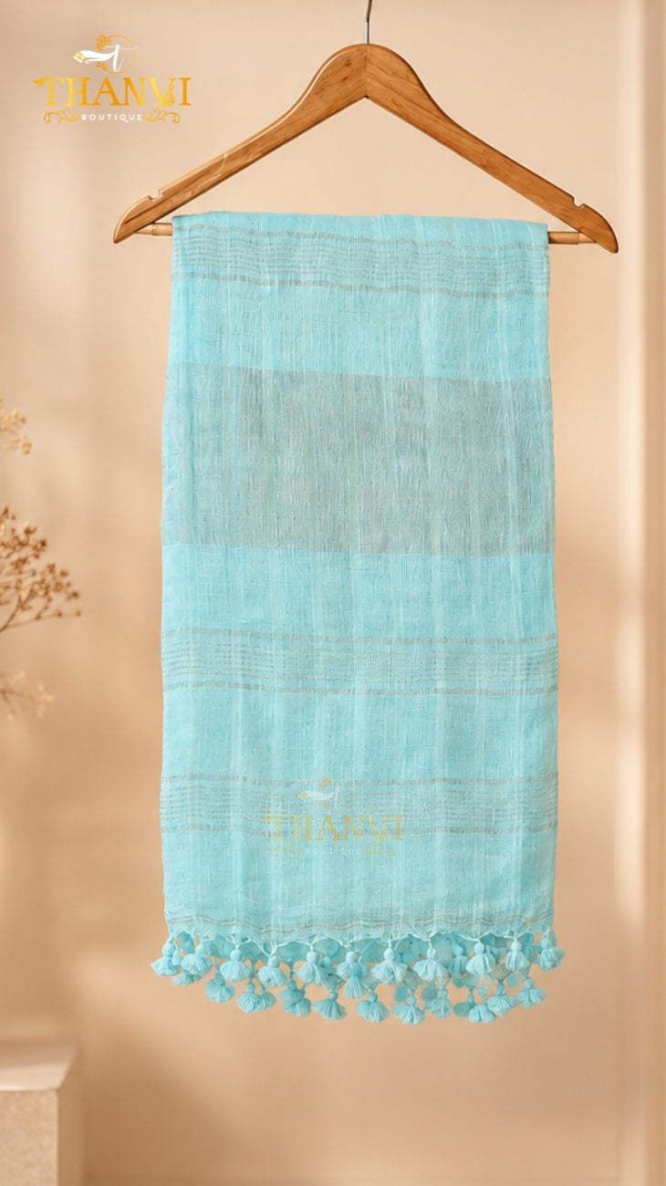 Double Zari Linen saree