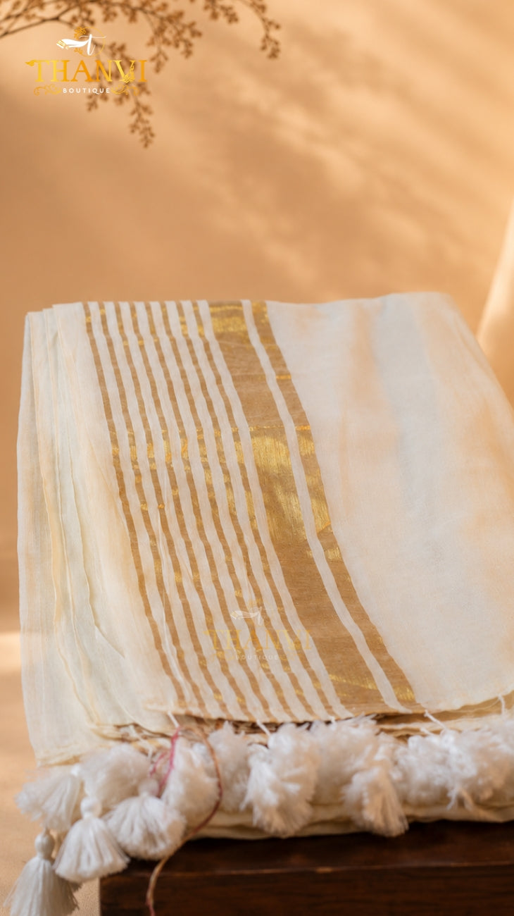 Golden String Border Saree