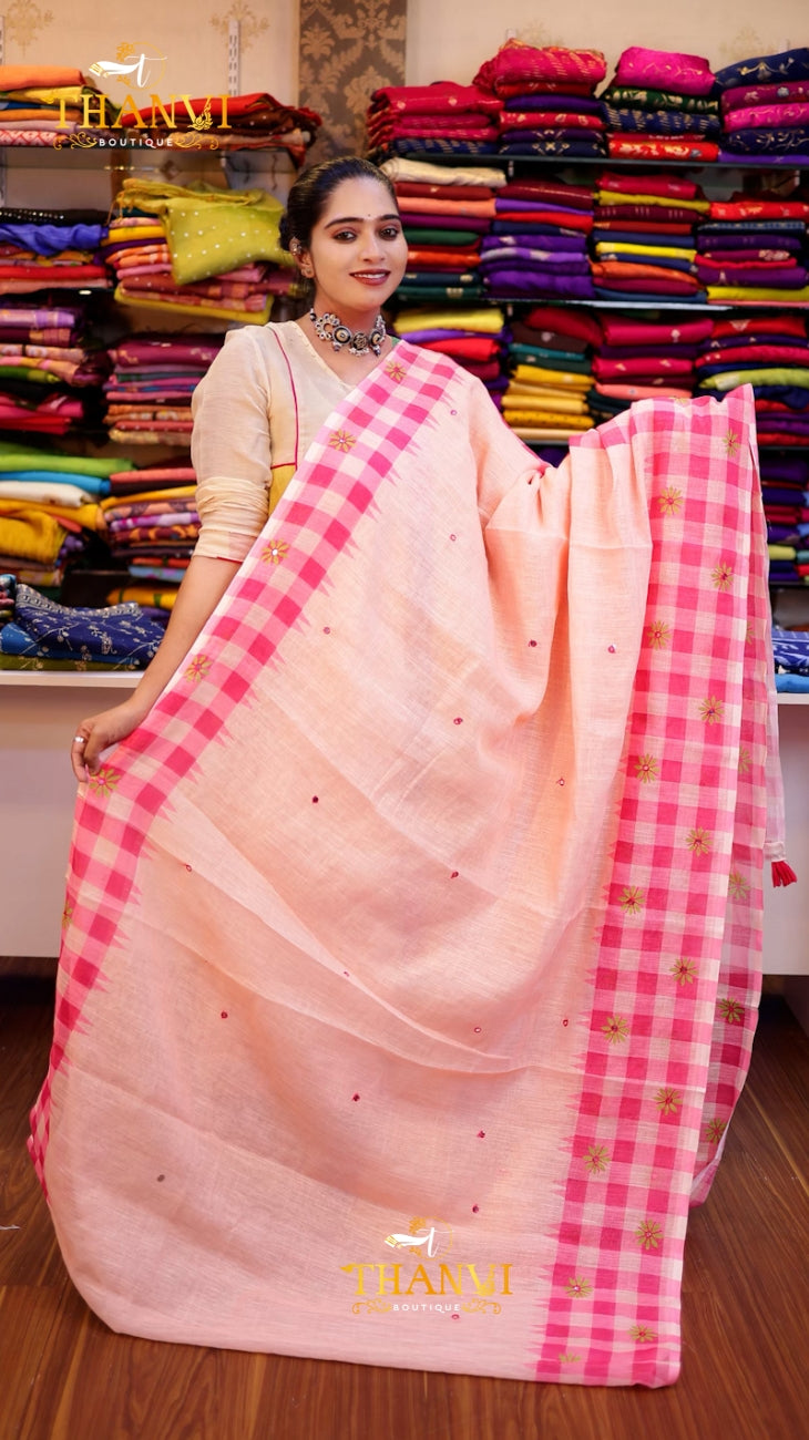 Linen Mirror Saree