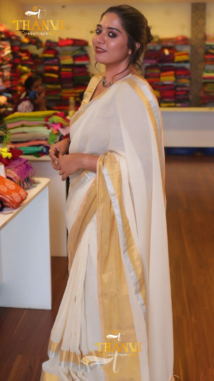 Golden String Border Saree