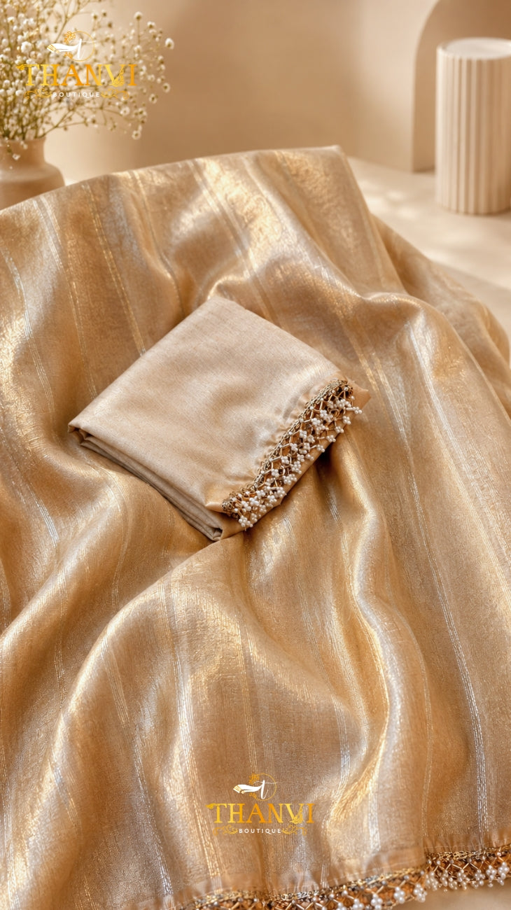 Lace Handwork Tissue Organza Saree