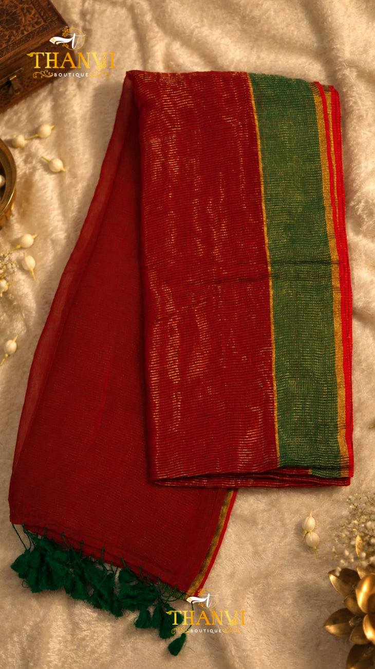 Checks Zari Saree