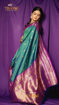 Dual Peacock  kanji silk saree