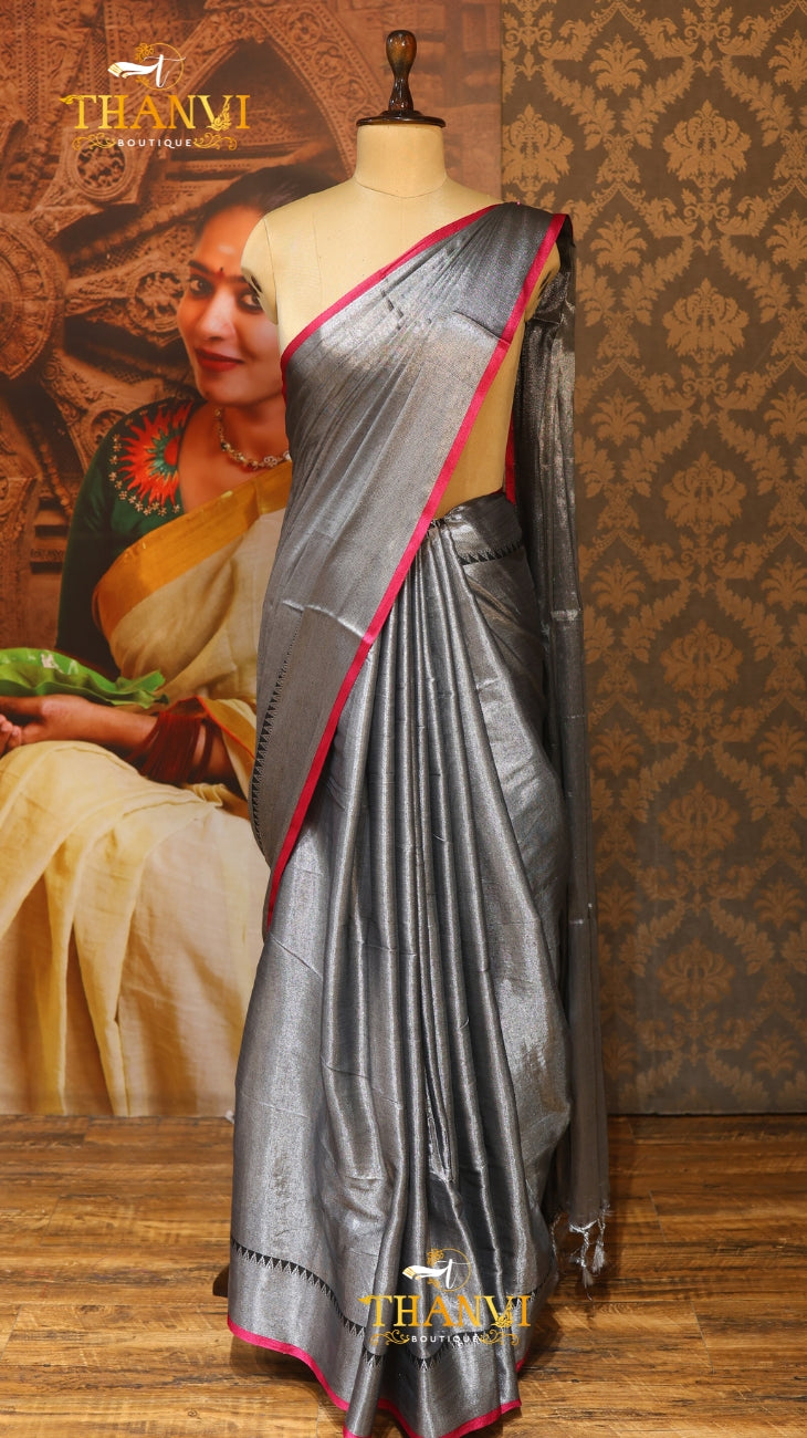 Silver Zari Saree