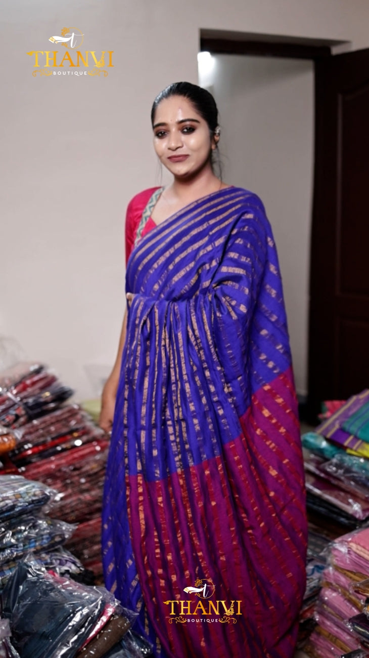 Golden Stripes Zari Saree