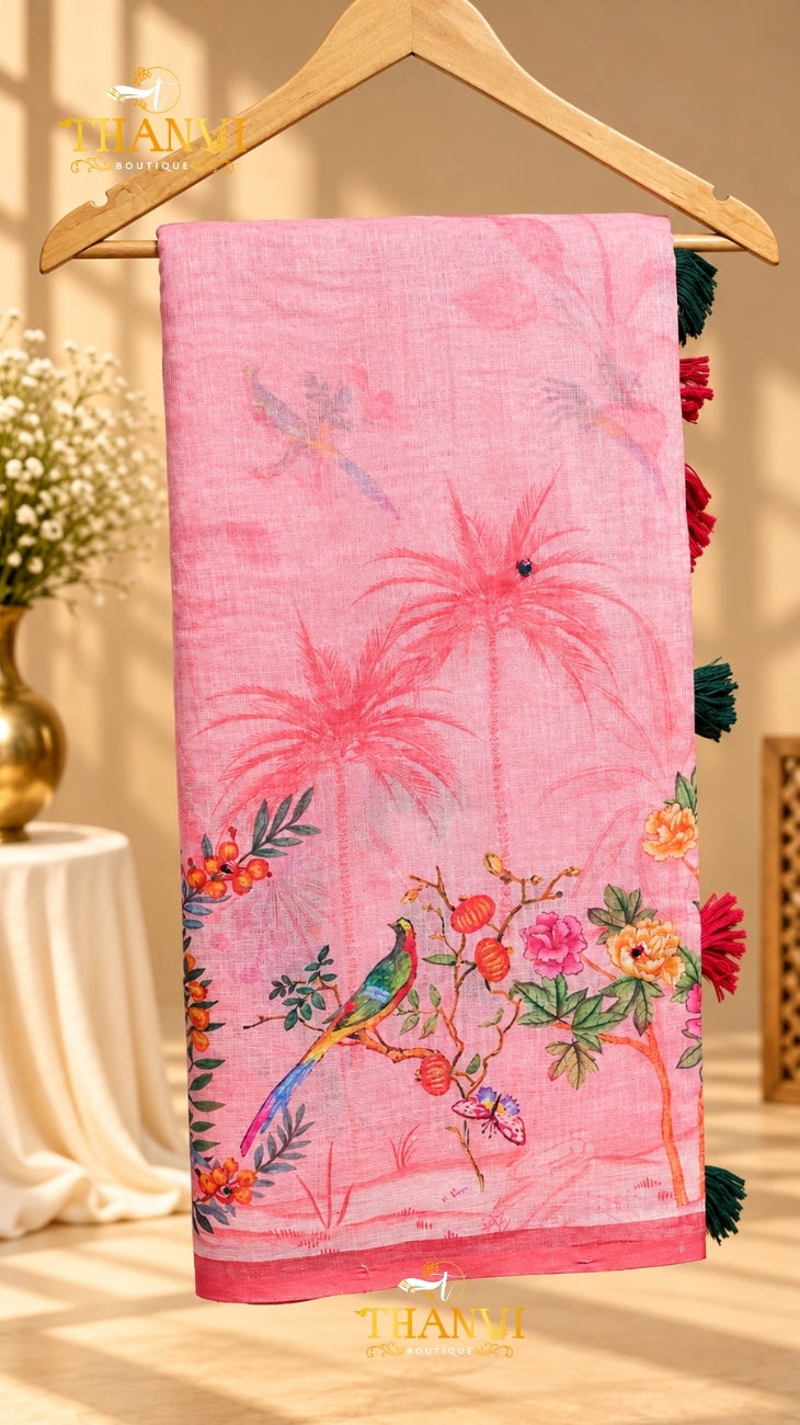 Linen Mirror Saree