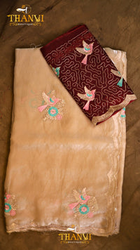 Spring Bird Embroidered Saree