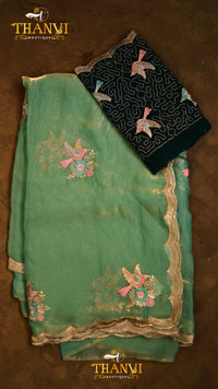 Spring Bird Embroidered Saree