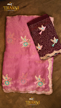 Spring Bird Embroidered Saree