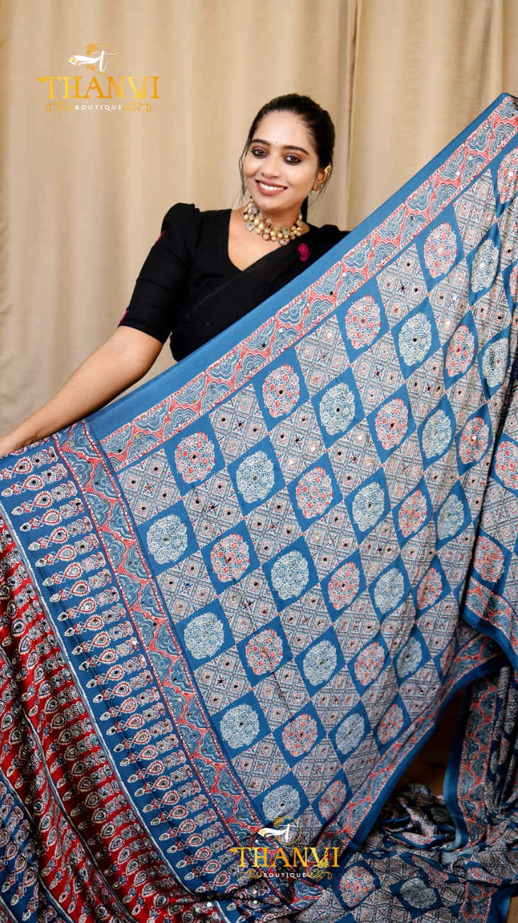 Ajarakh Modal Silk Saree