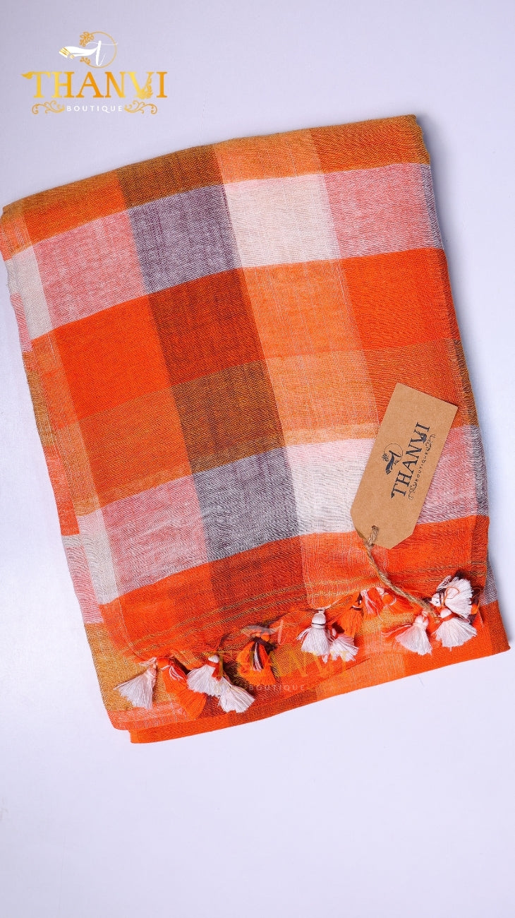 Kanchi Checks Linen Saree