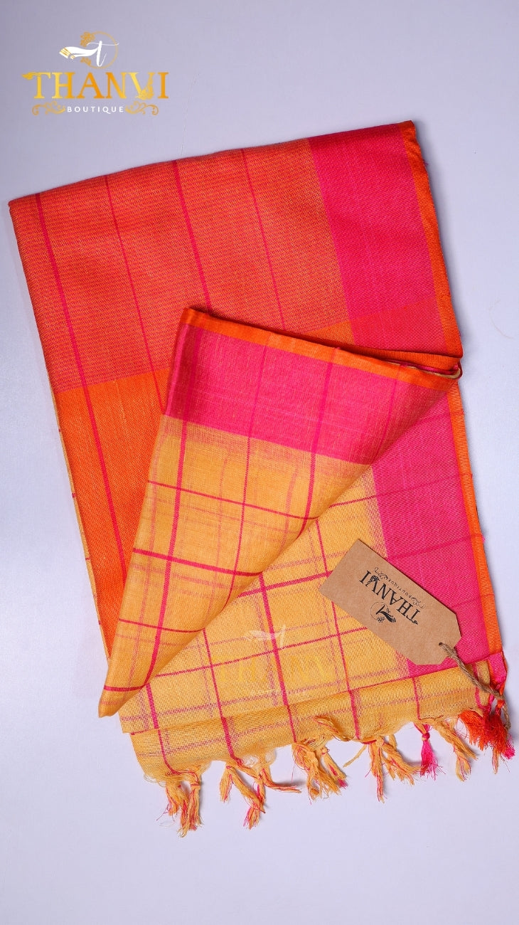Linen Checks Saree