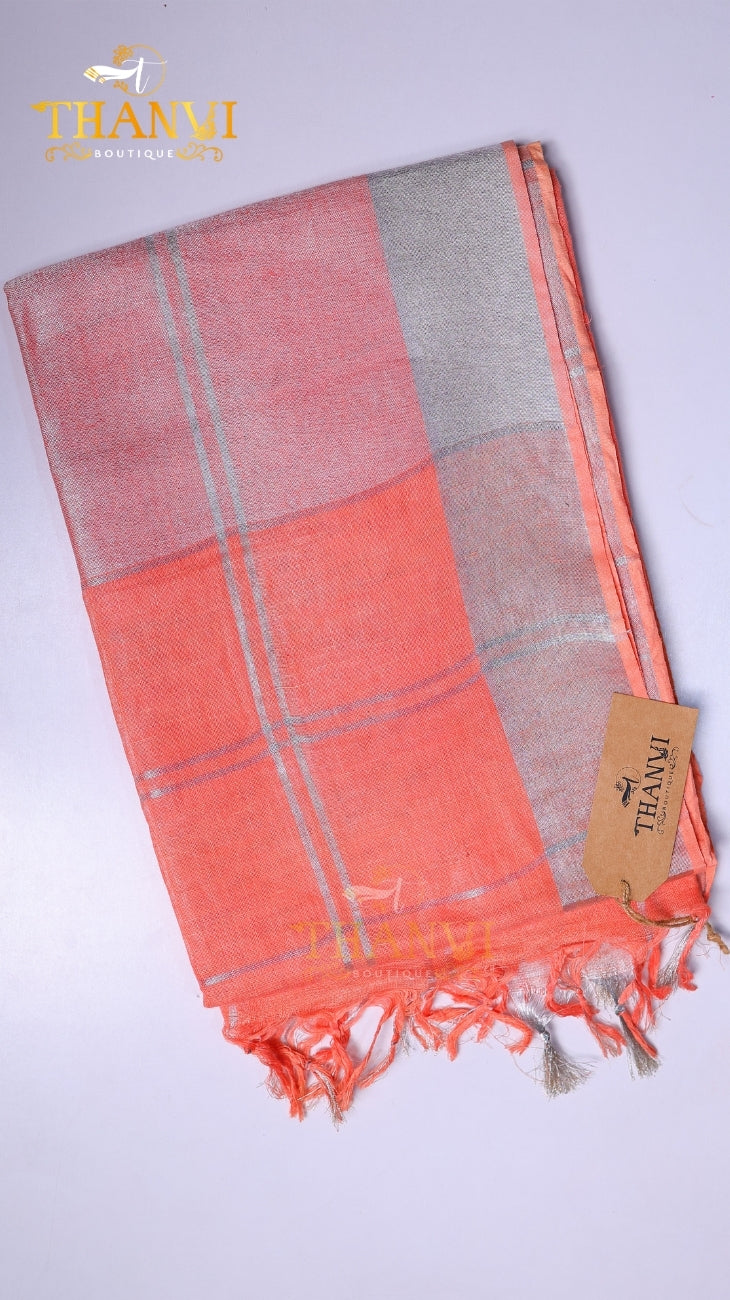 Linen Checks Saree