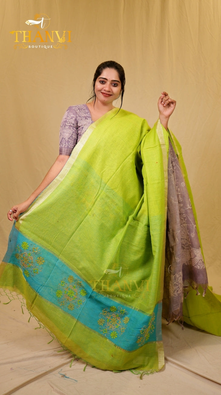 Linen Cotton Saree