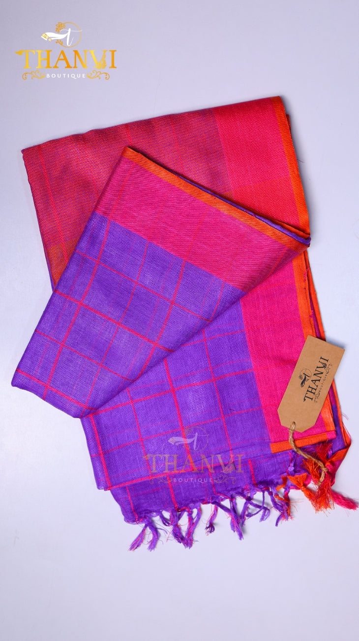 Linen Checks Saree