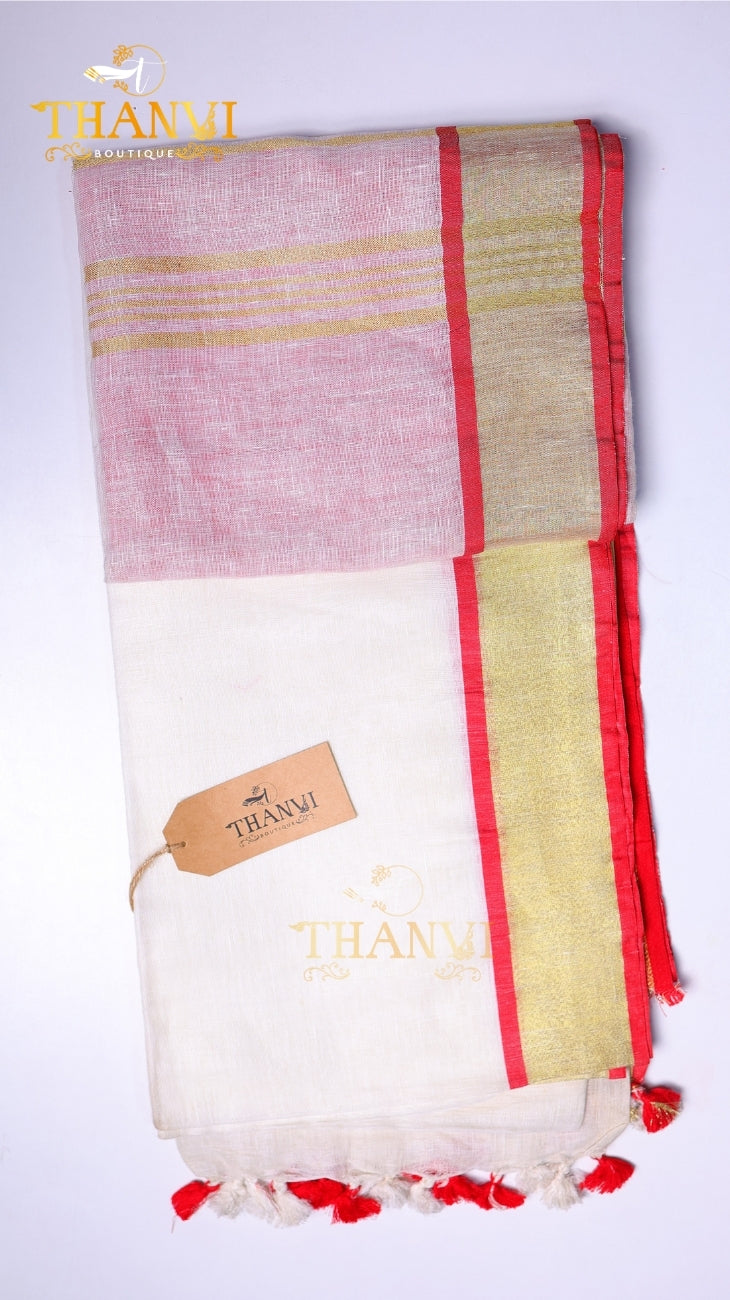 Plain Linen Saree