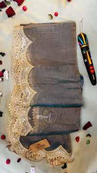 Raga Pearl Big Border Tissue Saree