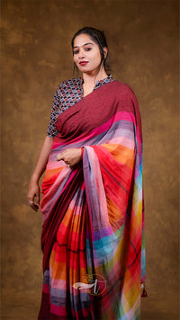 Popstick Checks Khadi Saree