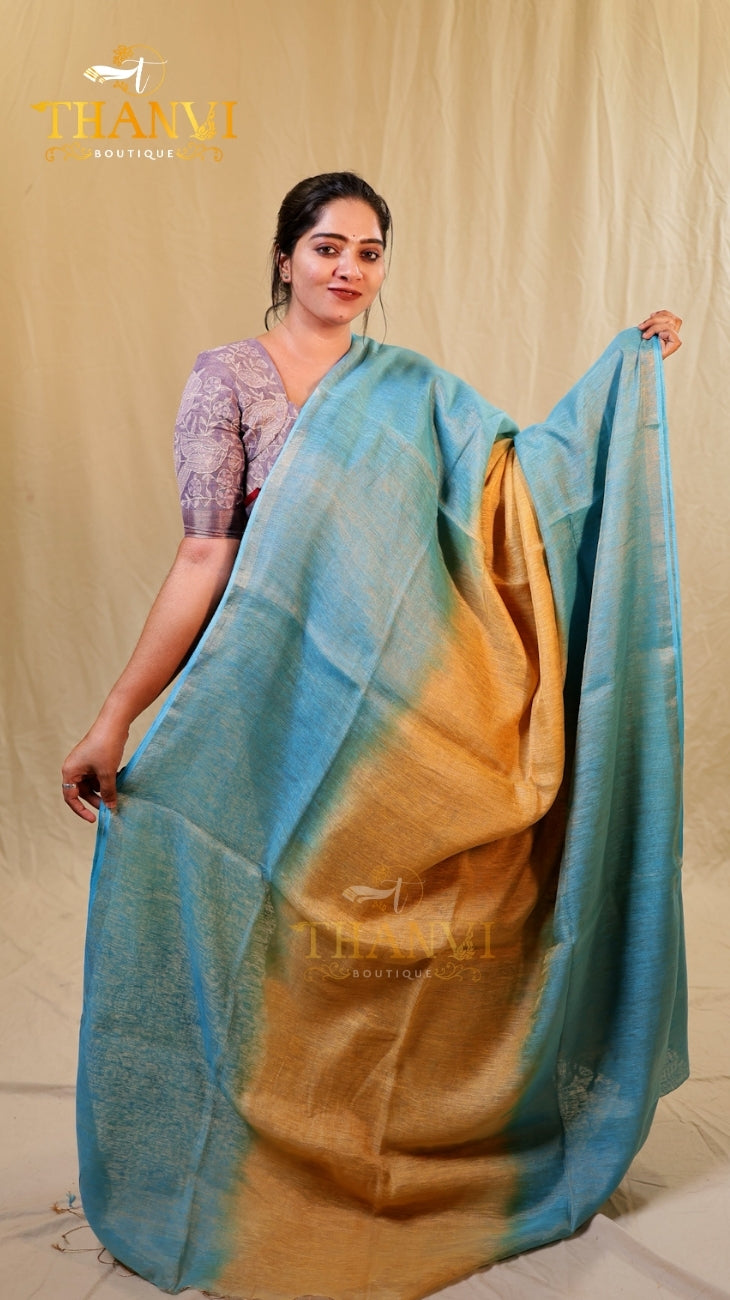 Tissue linen saree