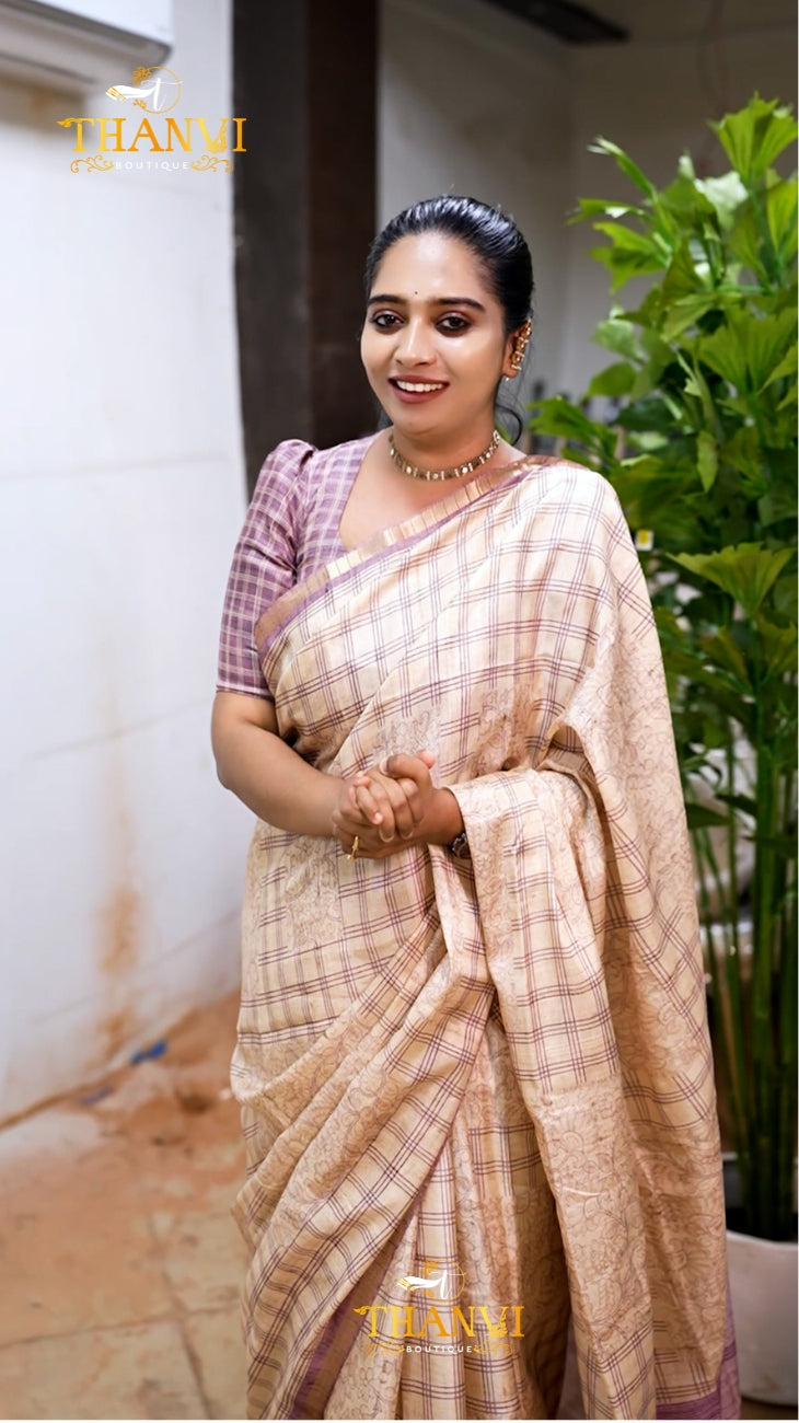 Royal Blush Checked Saree