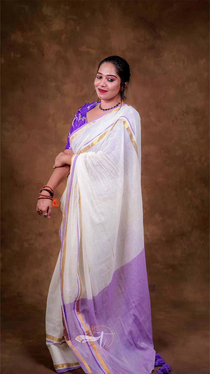 Golden String Double Border Saree