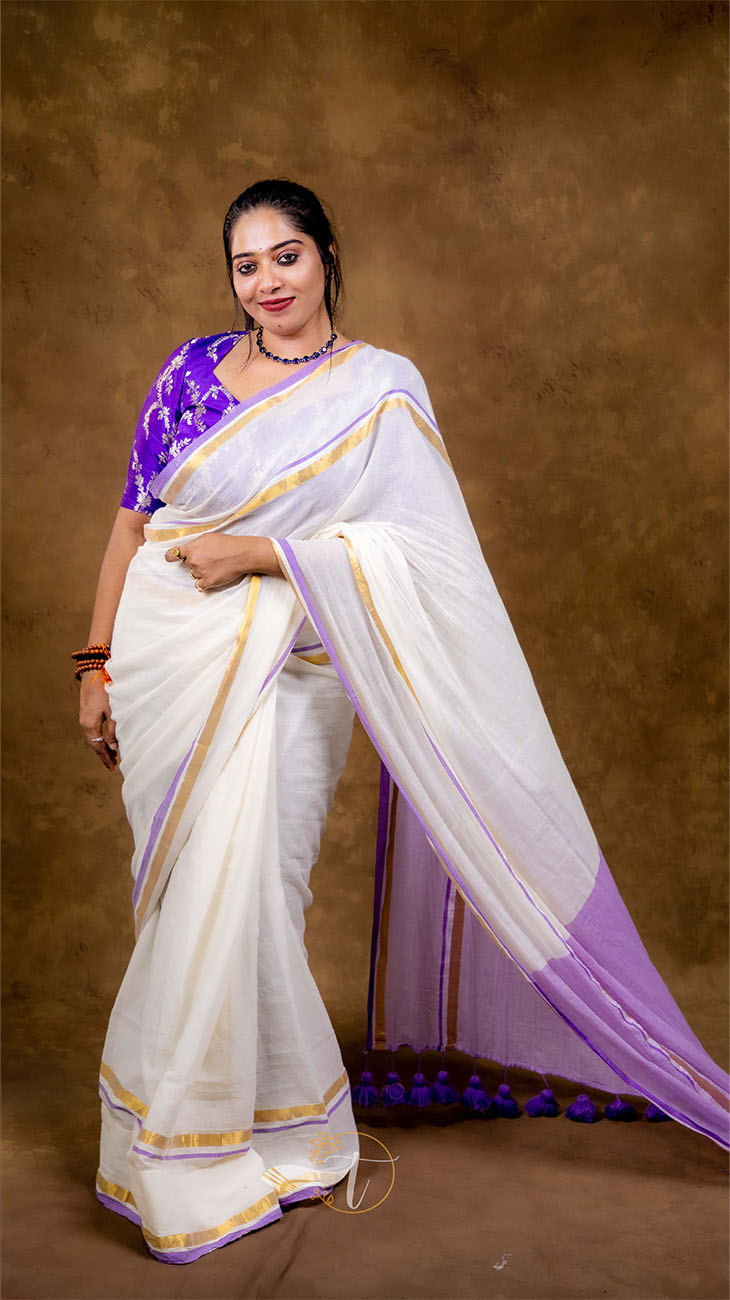 Golden String Double Border Saree